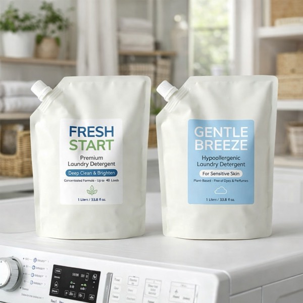 Custom spout pouches for food, beverages and personal care refills