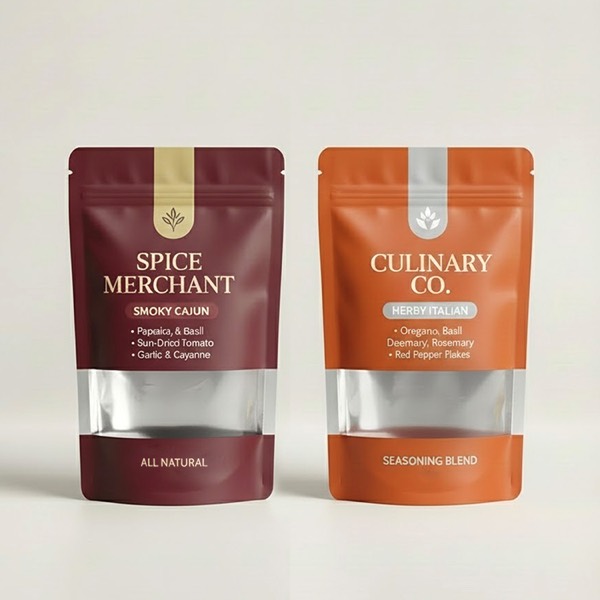 Custom printed stand up pouches for food, supplements and consumer products